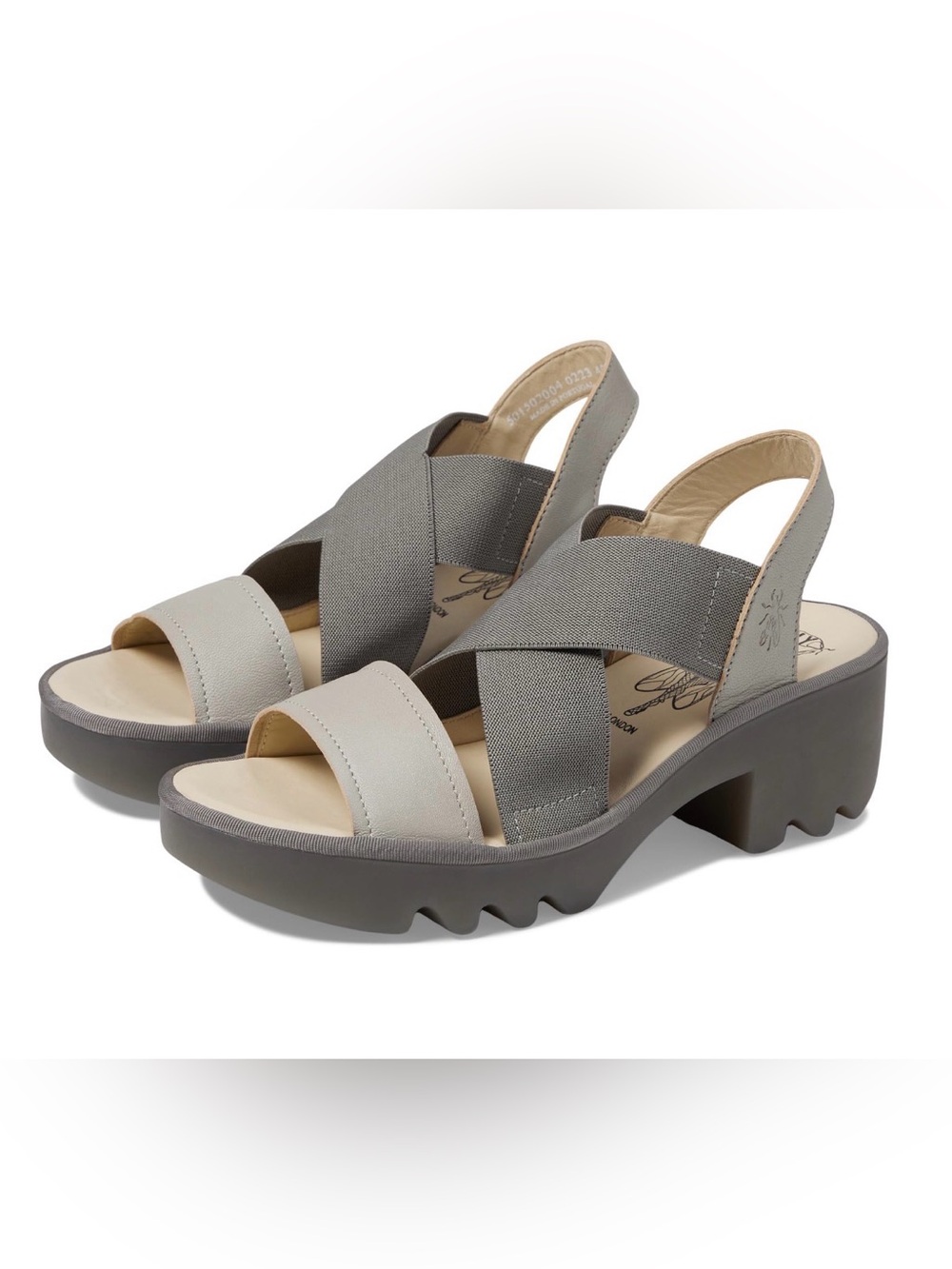 NEW Fly London Taji502fly Women’s Grey Platform Slingback Sandals size 39 (8.5)